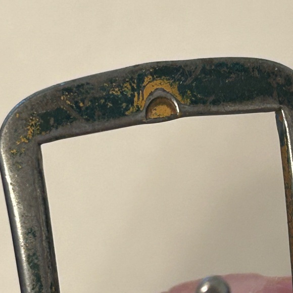 Vintage Crocodile Look Cowhide Leather Made in Paris Belt With Brass Buckle - Picture 7 of 9